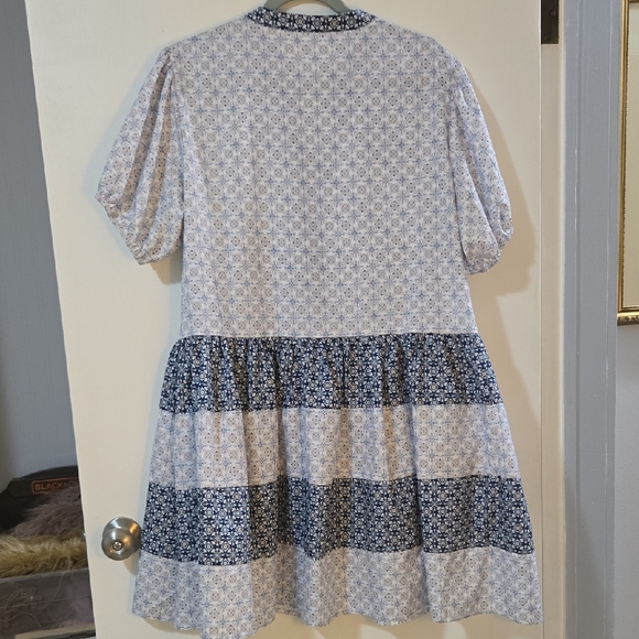 First Love Blue and White Mini Dress - Picture 4 of 4